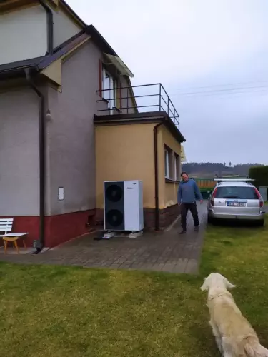 Instalace tepelného čerpadla Vaillant (vnější i vnitřní jednotka), demontáž a eko likvidace starého kotle - Keblov